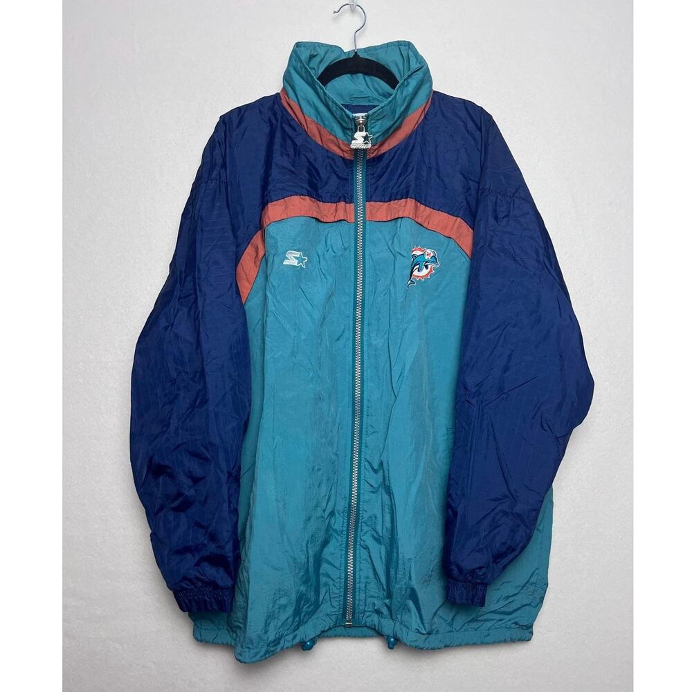 Vintage Starter Miami Dolphins Windbreaker Full Zip Jacket NFL Pro Line Size XL